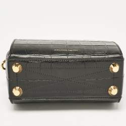 Alexander McQueen Black Croc Embossed Leather Box Shoulder Bag