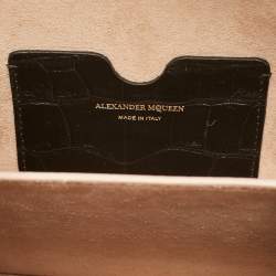 Alexander McQueen Black Croc Embossed Leather Box Shoulder Bag