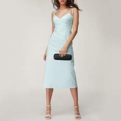 Pre Owned Alexander McQueen Black Satin Crystal Knuckle Duster Clutch