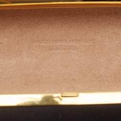 Pre Owned Alexander McQueen Black Satin Crystal Knuckle Duster Clutch