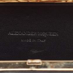 Pre Owned Alexander McQueen Black Leather Crystals Embellished Knuckle Box Clutch
