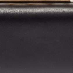 Pre Owned Alexander McQueen Black Leather Crystals Embellished Knuckle Box Clutch