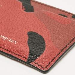 Alexander McQueen Red Camo Leather Dancing Skeleton Card Holder