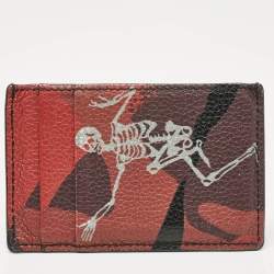 Alexander McQueen Red Camo Leather Dancing Skeleton Card Holder