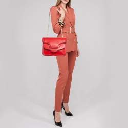 Alexander McQueen Red Leather Heroine Flap Shoulder Bag
