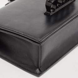 Pre Owned Alexander McQueen Black Leather Jewelled Flap Shoulder Bag
