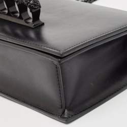 Pre Owned Alexander McQueen Black Leather Jewelled Flap Shoulder Bag