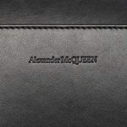 Pre Owned Alexander McQueen Black Leather Jewelled Flap Shoulder Bag