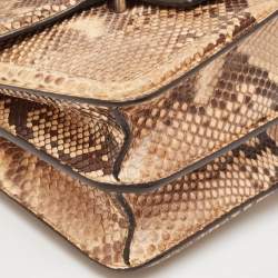 Alexander McQueen Brown Python Heroine Chain Shoulder Bag