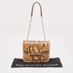 Alexander McQueen Brown Python Heroine Chain Shoulder Bag