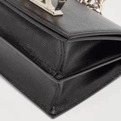 Alexander McQueen Black Lizard Embossed Leather Knuckle Flap Shoulder Bag