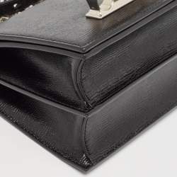 Alexander McQueen Black Lizard Embossed Leather Knuckle Flap Shoulder Bag
