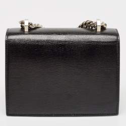 Alexander McQueen Black Lizard Embossed Leather Knuckle Flap Shoulder Bag
