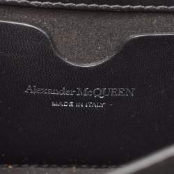 Alexander McQueen Black Lizard Embossed Leather Knuckle Flap Shoulder Bag