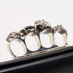 Alexander McQueen Black Lizard Embossed Leather Knuckle Flap Shoulder Bag