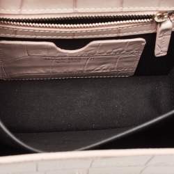 Alexander McQueen Pink Croc Embossed Leather Knuckle Flap Shoulder Bag