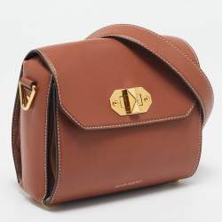 Pre Owned Alexander McQueen Brown Leather and Suede Flap Crossbody Bag