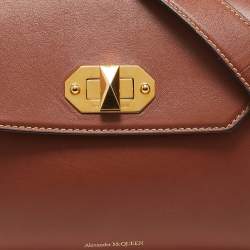 Pre Owned Alexander McQueen Brown Leather and Suede Flap Crossbody Bag