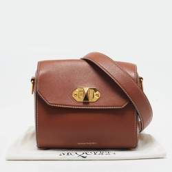 Pre Owned Alexander McQueen Brown Leather and Suede Flap Crossbody Bag