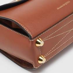 Pre Owned Alexander McQueen Brown Leather and Suede Flap Crossbody Bag