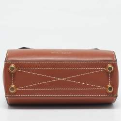 Pre Owned Alexander McQueen Brown Leather and Suede Flap Crossbody Bag