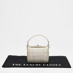 Alexander McQueen White Leather and Tweed Box 19 Shoulder Bag