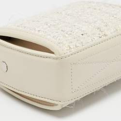 Alexander McQueen White Leather and Tweed Box 19 Shoulder Bag