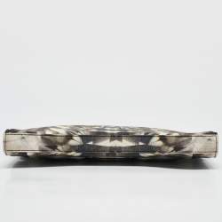 Pre Owned Alexander McQueen Black/Grey Kaleidoscope Print Fabric Oversized Squeeze It Clutch 