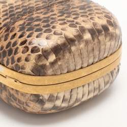 Alexander McQueen Beige Python Leather Skull Clutch