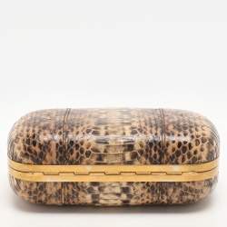 Alexander McQueen Beige Python Leather Skull Clutch