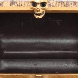 Alexander McQueen Beige Python Leather Skull Clutch