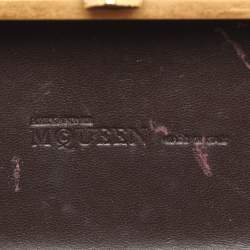Alexander McQueen Beige Python Leather Skull Clutch