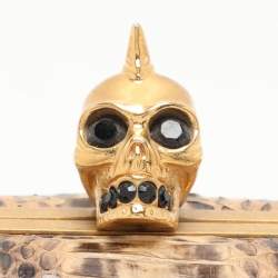 Alexander McQueen Beige Python Leather Skull Clutch