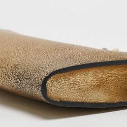 Pre Owned Alexander McQueen Gold Leather Crystal Skull Knuckle Clutch