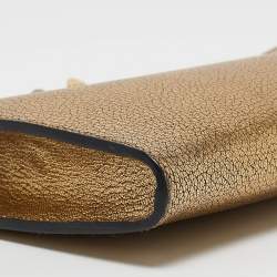 Pre Owned Alexander McQueen Gold Leather Crystal Skull Knuckle Clutch