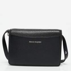 Pre Owned Alexander McQueen Black Leather Four Ring Shoulder Bag