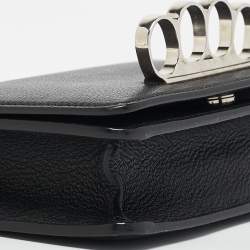 Pre Owned Alexander McQueen Black Leather Four Ring Shoulder Bag