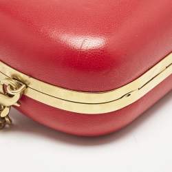 Alexander McQueen Red Leather Dagger Skull Box Clutch