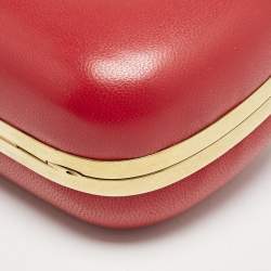 Alexander McQueen Red Leather Dagger Skull Box Clutch
