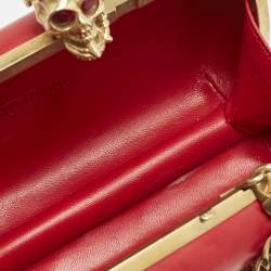 Alexander McQueen Red Leather Dagger Skull Box Clutch