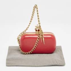 Alexander McQueen Red Leather Dagger Skull Box Clutch
