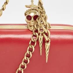Alexander McQueen Red Leather Dagger Skull Box Clutch