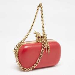 Alexander McQueen Red Leather Dagger Skull Box Clutch