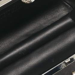 Alexander McQueen Black Satin Crystals Embellished Skull Clutch