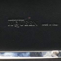 Alexander McQueen Black Satin Crystals Embellished Skull Clutch
