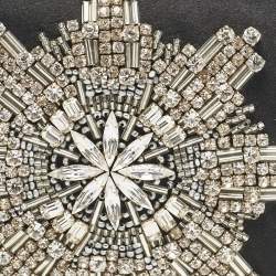 Alexander McQueen Black Satin Crystals Embellished Skull Clutch