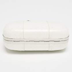 Alexander McQueen White Snakeskin Floral Embellished Knuckle Clutch