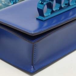 Alexander McQueen Royal Blue Leather Mini Jewelled Knuckle Shoulder Bag