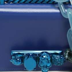 Alexander McQueen Royal Blue Leather Mini Jewelled Knuckle Shoulder Bag