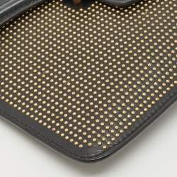 Alexander McQueen Gold/Black Leather Studded Heroine Flat Pouch 